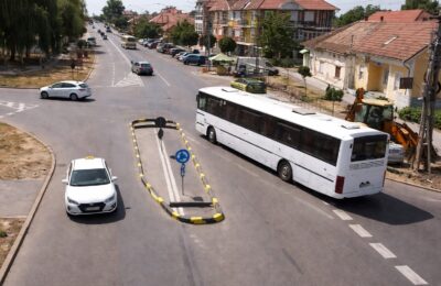 Un nou sens giratoriu din Carei blochează camioanele și autobuzele