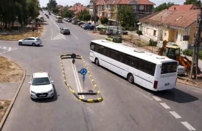 Un nou sens giratoriu din Carei blochează camioanele și autobuzele